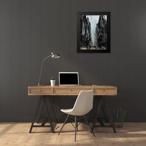 Street View Black Modern Wood Framed Art Print by OnRei