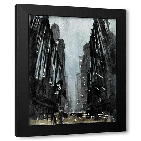 Street View Black Modern Wood Framed Art Print with Double Matting by OnRei