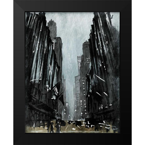 Street View Black Modern Wood Framed Art Print by OnRei