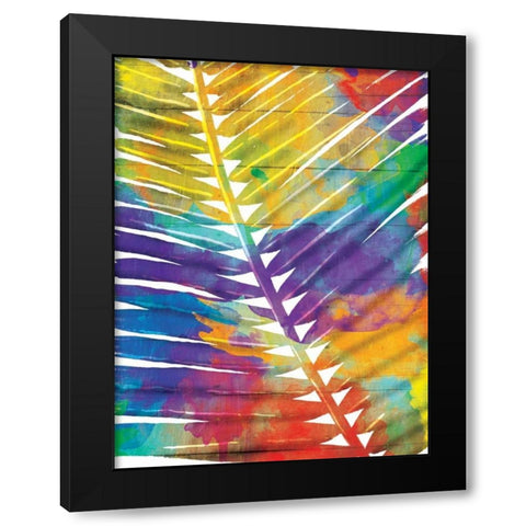 Watercolorful Palms Black Modern Wood Framed Art Print with Double Matting by OnRei