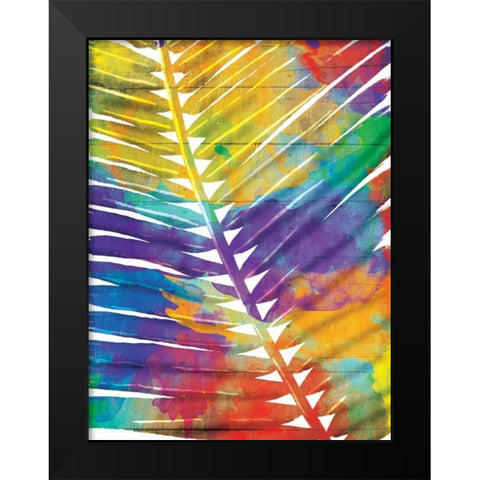 Watercolorful Palms Black Modern Wood Framed Art Print by OnRei