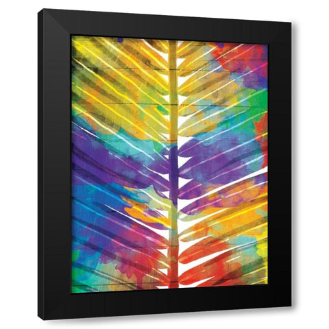 Watercolorful Palms Mate Black Modern Wood Framed Art Print with Double Matting by OnRei