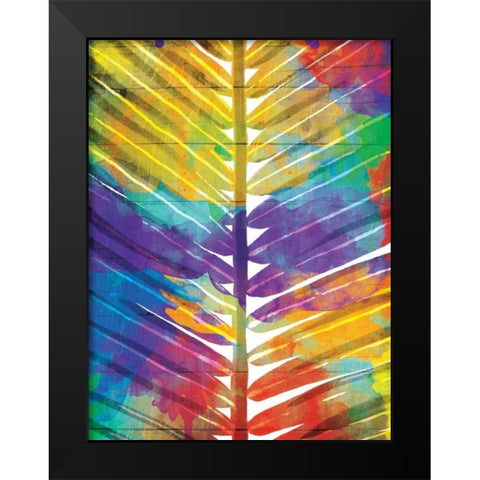 Watercolorful Palms Mate Black Modern Wood Framed Art Print by OnRei