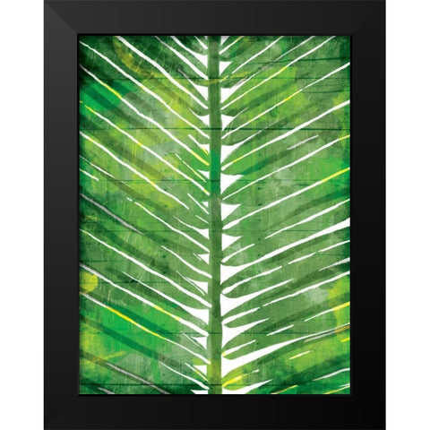 Watercolor Palms Mate Black Modern Wood Framed Art Print by OnRei