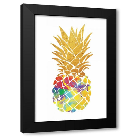 Gold Leaf Pineapple Black Modern Wood Framed Art Print with Double Matting by OnRei