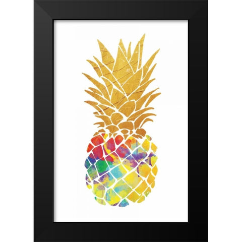 Gold Leaf Pineapple Black Modern Wood Framed Art Print by OnRei