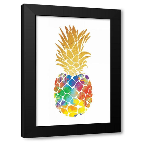 Gold Leaf Pineapple Mate Black Modern Wood Framed Art Print with Double Matting by OnRei