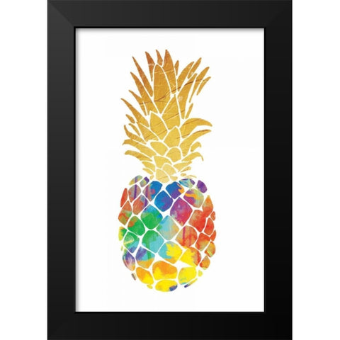 Gold Leaf Pineapple Mate Black Modern Wood Framed Art Print by OnRei