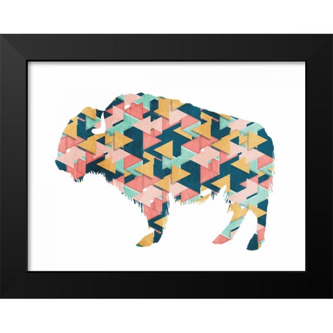 Layered Bull Triangles Black Modern Wood Framed Art Print by OnRei