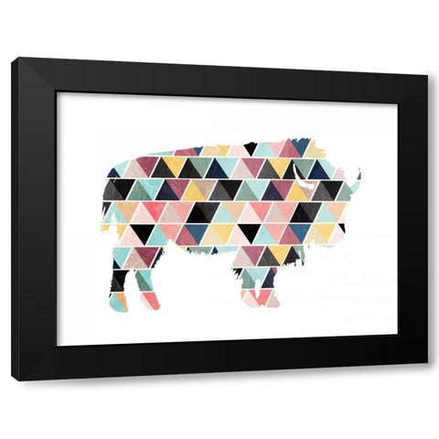 Spaced Bull Triangles Black Modern Wood Framed Art Print with Double Matting by OnRei