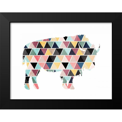 Spaced Bull Triangles Black Modern Wood Framed Art Print by OnRei