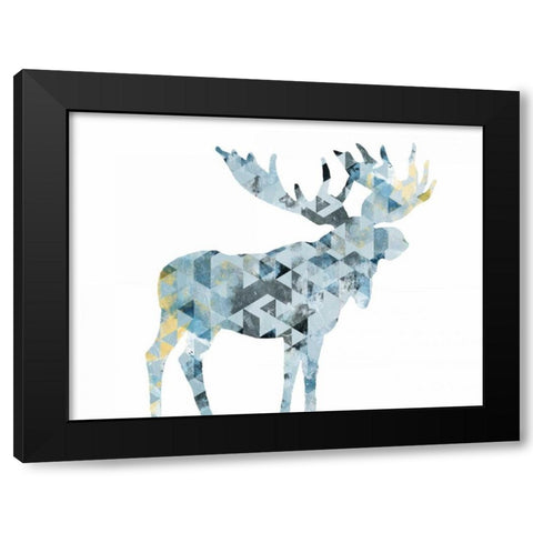 Blue Moose Triangles Black Modern Wood Framed Art Print with Double Matting by OnRei