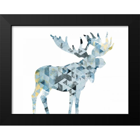 Blue Moose Triangles Black Modern Wood Framed Art Print by OnRei