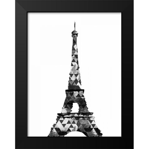 Grey Eiffel Triangles Black Modern Wood Framed Art Print by OnRei