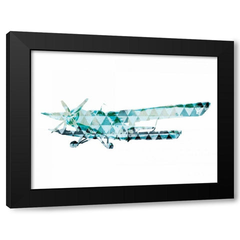 Sky Plane Triangles Black Modern Wood Framed Art Print with Double Matting by OnRei