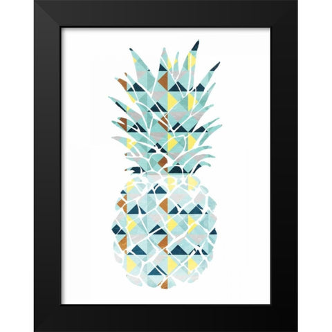 Pineapple Triangles Black Modern Wood Framed Art Print by OnRei