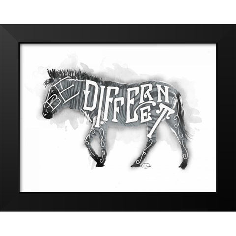 Be Different Black Modern Wood Framed Art Print by OnRei