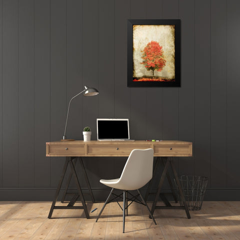 Fire Tree Black Modern Wood Framed Art Print by OnRei