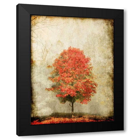 Fire Tree Black Modern Wood Framed Art Print with Double Matting by OnRei