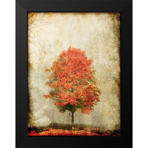 Fire Tree Black Modern Wood Framed Art Print by OnRei