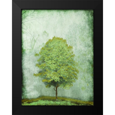 Green Tree Black Modern Wood Framed Art Print by OnRei