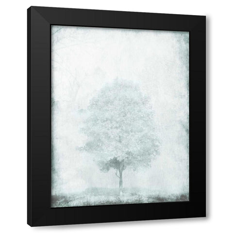 Snow Tree Black Modern Wood Framed Art Print with Double Matting by OnRei