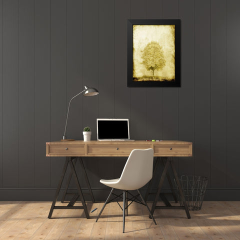 Golden Tree Black Modern Wood Framed Art Print by OnRei