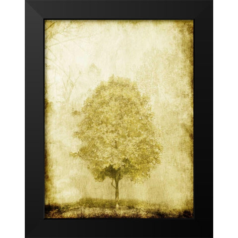 Golden Tree Black Modern Wood Framed Art Print by OnRei