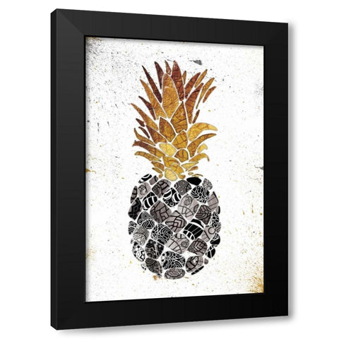 Golden Mandala Pineapple Black Modern Wood Framed Art Print with Double Matting by OnRei