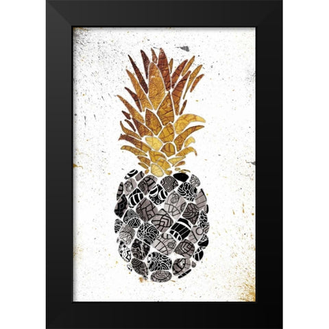 Golden Mandala Pineapple Black Modern Wood Framed Art Print by OnRei