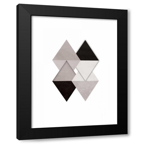 Grey Simplicity Black Modern Wood Framed Art Print with Double Matting by OnRei