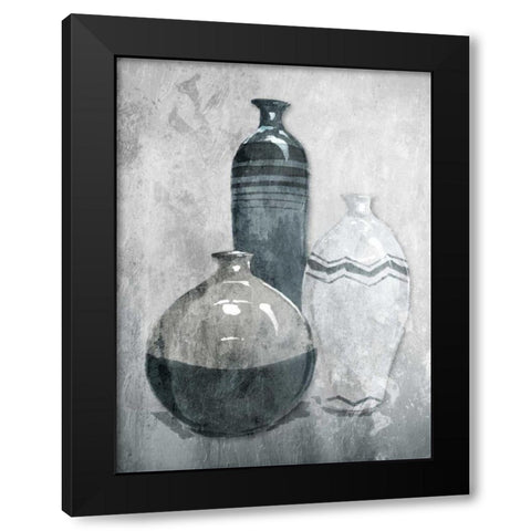 Granite Set Black Modern Wood Framed Art Print with Double Matting by OnRei