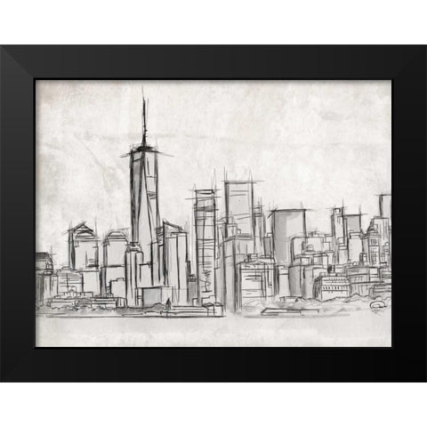 NY Skyline Black Modern Wood Framed Art Print by OnRei