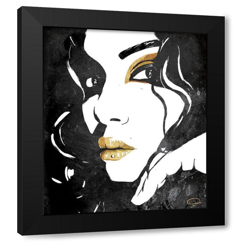 Divine Gold Black Modern Wood Framed Art Print with Double Matting by OnRei