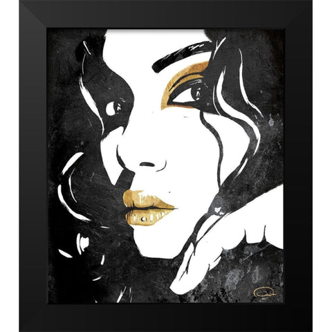 Divine Gold Black Modern Wood Framed Art Print by OnRei