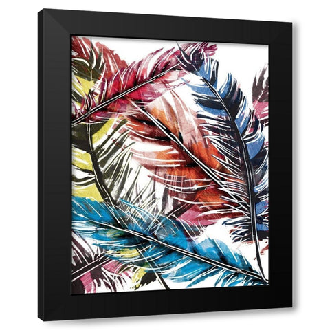 Feather Mix Black Modern Wood Framed Art Print with Double Matting by OnRei