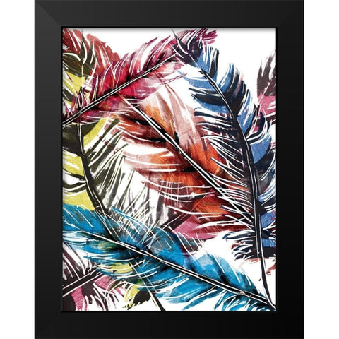 Feather Mix Black Modern Wood Framed Art Print by OnRei