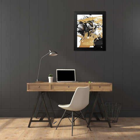 Jaidens Mess Black Modern Wood Framed Art Print by OnRei