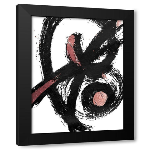 Jaidens Swirl Rose Black Modern Wood Framed Art Print with Double Matting by OnRei