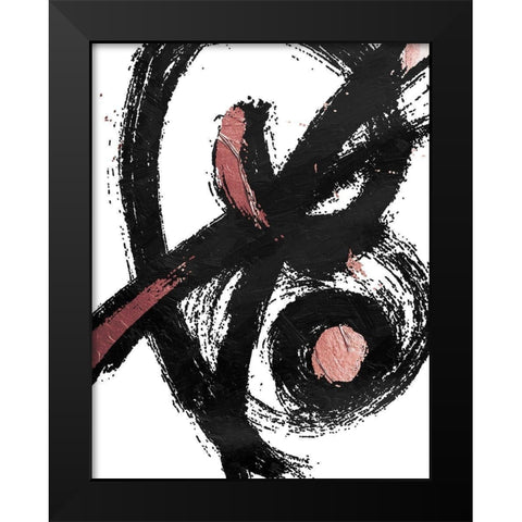 Jaidens Swirl Rose Black Modern Wood Framed Art Print by OnRei