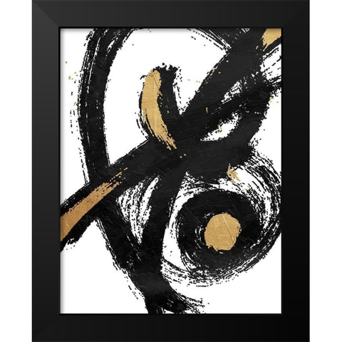 Jaidens Swirl Black Modern Wood Framed Art Print by OnRei