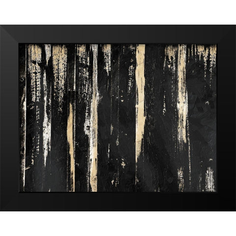 Gold Streaks Black Modern Wood Framed Art Print by OnRei