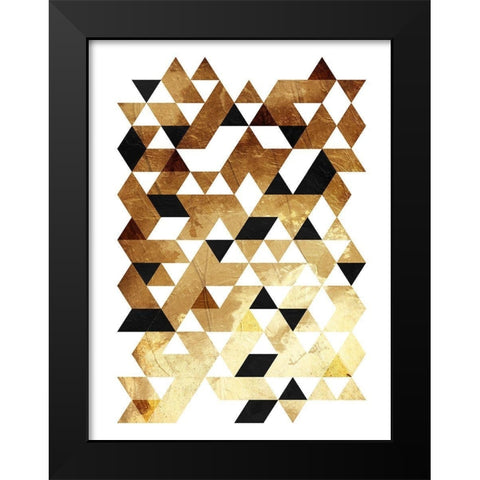 Golden Triangles Black Modern Wood Framed Art Print by OnRei