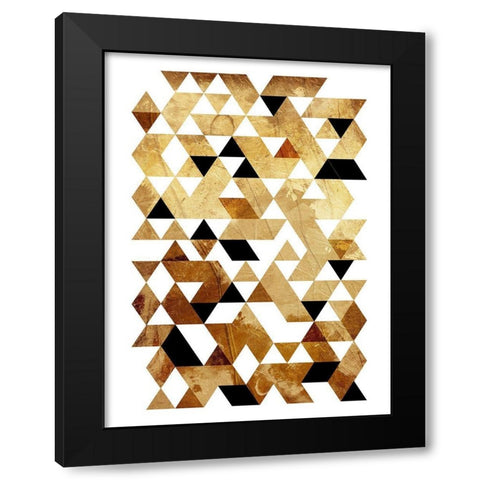 Golden Triangles Mate Black Modern Wood Framed Art Print with Double Matting by OnRei