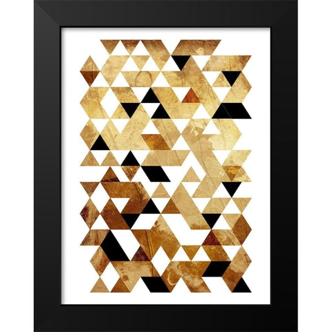 Golden Triangles Mate Black Modern Wood Framed Art Print by OnRei