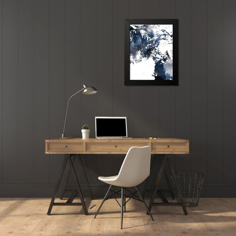 Blue Jay Mess Black Modern Wood Framed Art Print by On Rei