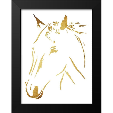 Gold Horse Black Modern Wood Framed Art Print by OnRei