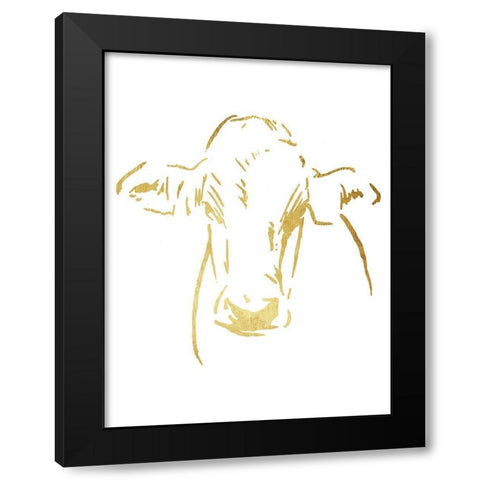 Gold Cow Black Modern Wood Framed Art Print with Double Matting by OnRei