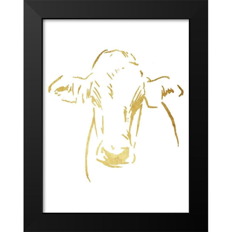 Gold Cow Black Modern Wood Framed Art Print by OnRei