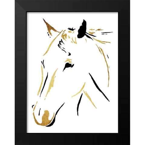 Gold Black Horse Black Modern Wood Framed Art Print by OnRei